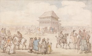 Una reunión de carreras abarrotada de Thomas Rowlandson
